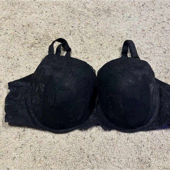 Torrid Curves Black BRA Lace Overlay Padded Push-up Cups - Picture 1 of 3